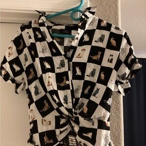 Cat blouse with ties